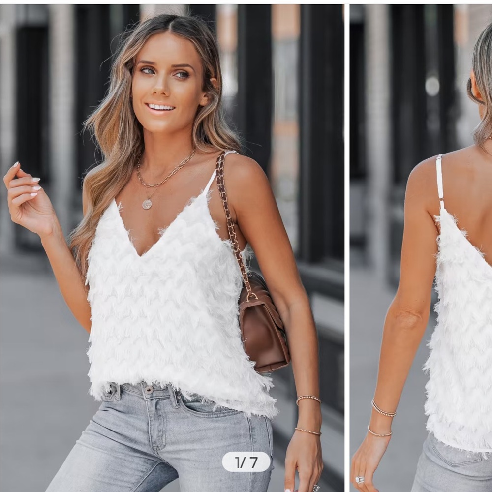 Cupshe ‘tis the season fringe v-neck cami size small